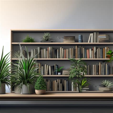 Premium Photo | Office background with a bookcase and plants very ...