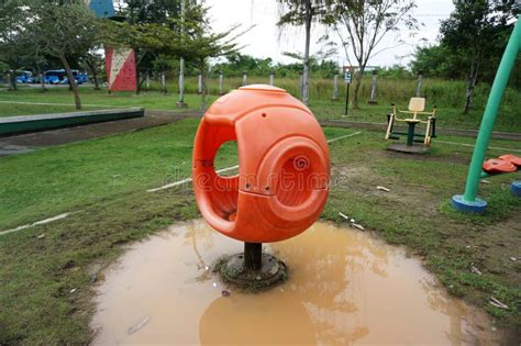 Dirty and Unmaintained Playground Equipment Stock Photo - Image of school, tree: 303840388