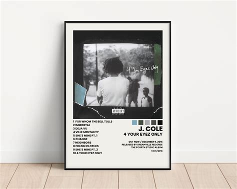 J. Cole Cover Poster, 4 Your Eyez Only Album Wall Print, Tracklist Poster, J. Cole Album Art ...