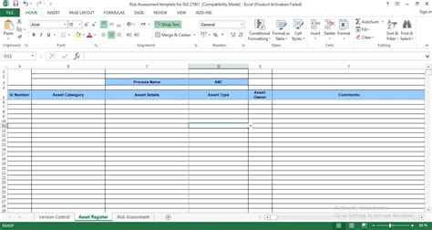 Risk Assessment template for ISO 27001