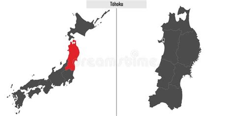 Map of Tohoku Region of Japan Stock Vector - Illustration of prefecture ...