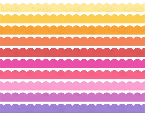 Rainbow Scalloped Border Clipart Scallop Borders Clip Art - Etsy