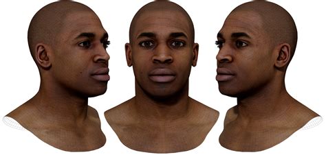 Male 3D model / Retopologised Head Scan 31