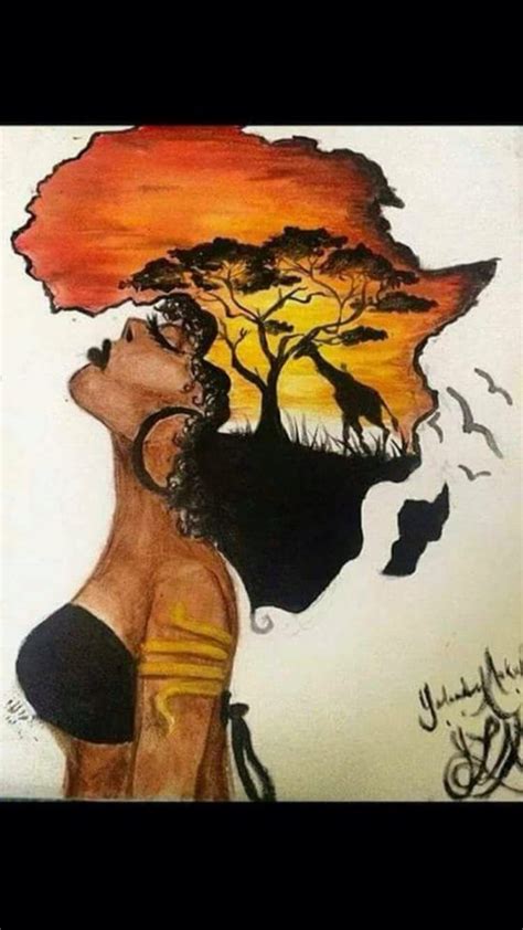 Artwork Lady's hair in the shape of the continent of Africa | African american wall art, African ...