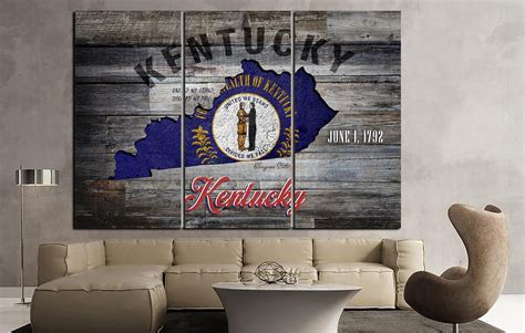 Kentucky Canvas Wall Art Kentucky State Map Kentucky Flag - Etsy