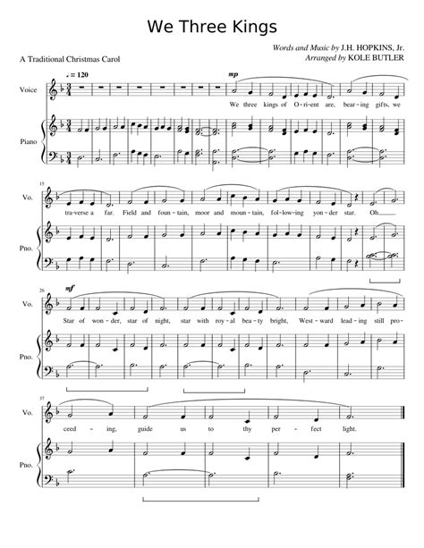 We Three Kings Sheet music for Piano, Vocals (Solo) | Musescore.com