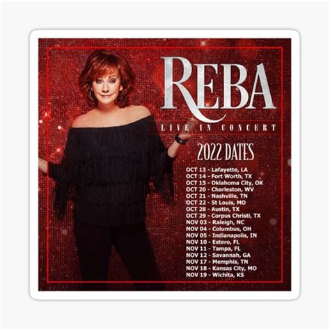 "Reba-Tour-2022---2023-Locations-and-Dates" Sticker for Sale by AbbigailIrene1 | Redbubble