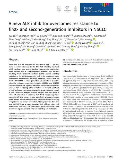 (PDF) A new ALK inhibitor overcomes resistance to first‐ and second ...