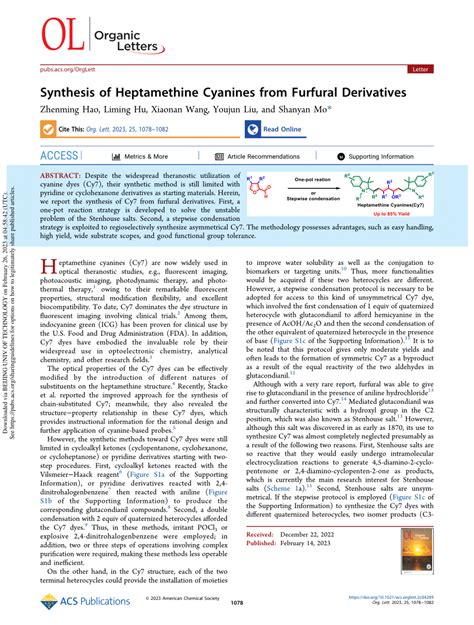 (PDF) Synthesis of Heptamethine Cyanines from Furfural Derivatives