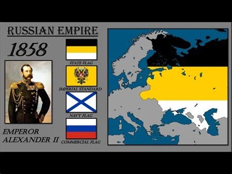 Russian Flag History. Timeline of Russian Flags with European Map. История Флага России (1700 ...