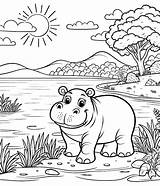 Hippopotamus Coloring Pages 28  Gem sketch template