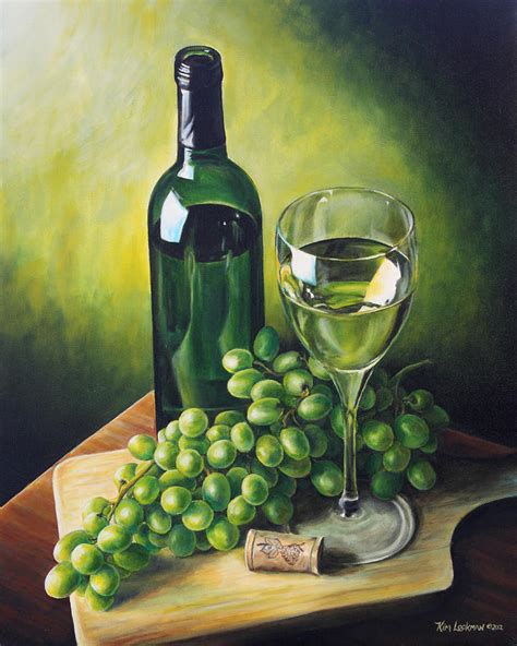 Grapes and Wine Painting by Kim Lockman