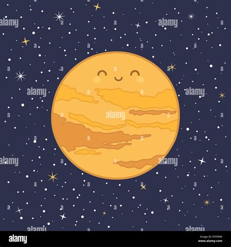 Cute Planet Venus Solar System with funny smiling face cartoon vector illustration Stock Vector ...