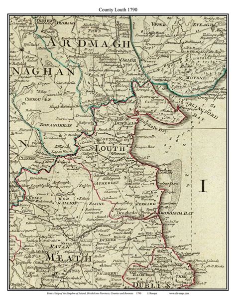 County Louth Ireland From 1790 Roque Map Clan Names Old Map Custom Print - Etsy