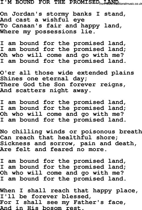 Johnny Cash song: I'm Bound For The Promised Land, lyrics