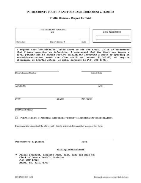 Form CLK/CT894 - Fill Out, Sign Online and Download Printable PDF, Miami-Dade County, Florida ...