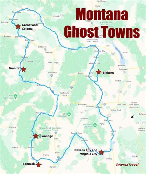 Map of Montana's 7 Best Ghost Towns