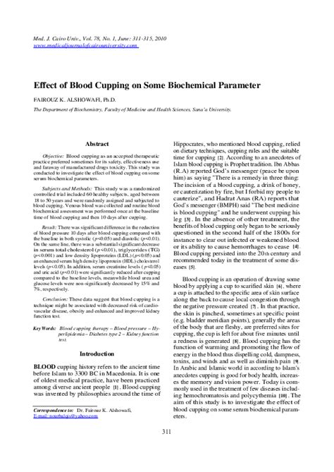 (PDF) Effect of Blood Cupping on Some Biochemical Parameter | george ...