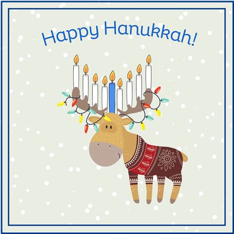 Happy Hanukkah Holiday Cute Funny Moose Menorah Pun Card Editable Printable Digital Download ...