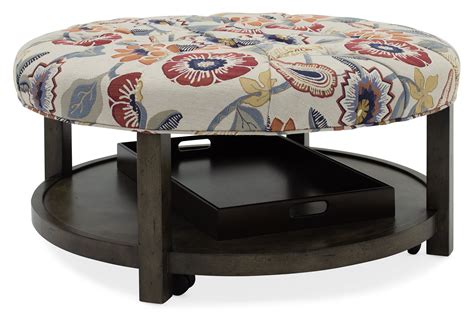 Sam Moore Harlow 4ed9ff565a5c49b585f36b68266f431d Round Tufted Ottoman with Casters and Tray ...