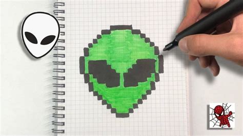 Drawn pixel art - How to draw an alien #pixelart - YouTube