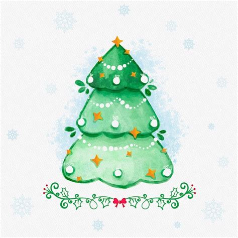 Free Vector | Christmas tree watercolor style