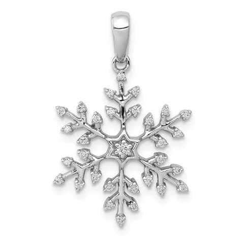 JewelryWeb - 14k White Gold Diamond Snowflake Pendant Necklace Jewelry Gifts for Women - .15 dwt ...