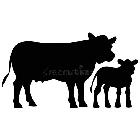 Cow and Calf Silhouette stock vector. Illustration of beef - 77219968