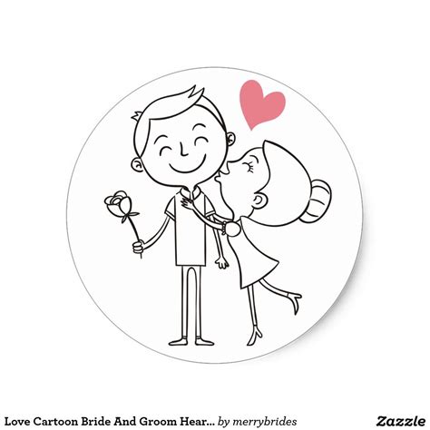 Black And White Clipart Cartoon Wedding Couple - Download Free Mock-up