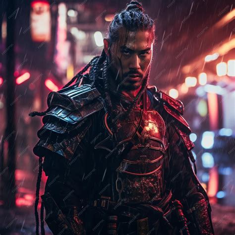 Premium AI Image | shot of samurai Cyberpunk samurai surrounded by city ...