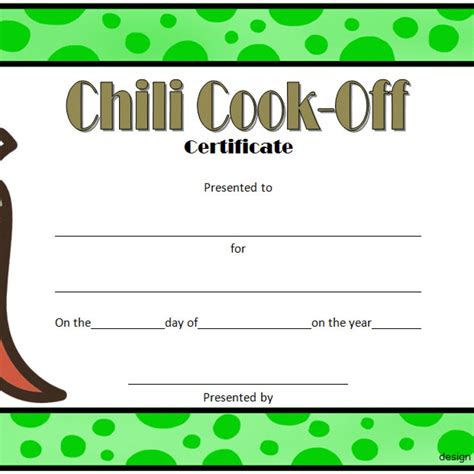 Chili Cook Off Certificate Template FREE (10+ Best Ideas)