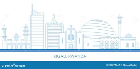 Outline Skyline Panorama of City of Kigali, Rwanda Stock Vector ...