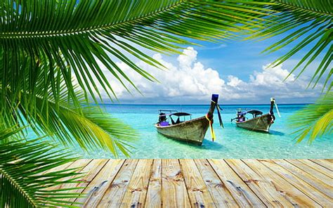 Online crop | HD wallpaper: ocean boat tropical windows xp islands palm trees skyscapes 1280x960 ...