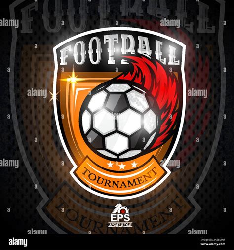 Soccer ball with fire trail in center of shield. Sport logo for any ...