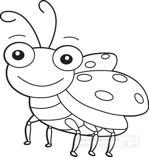 Animal Outline Clipart-lady bug insect black white outline clipart