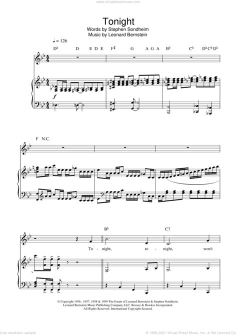 Tonight (from West Side Story) sheet music for voice, piano or guitar