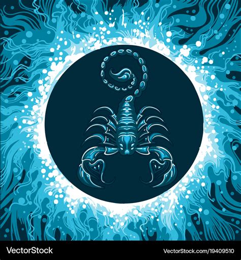 Zodiac sign of scorpio in water circle Royalty Free Vector