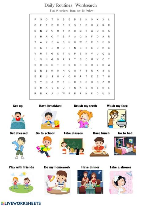 the daily routine worksheet with pictures and words to help kids learn ...