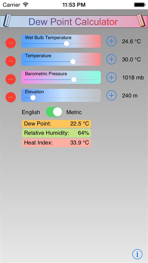 Dew Point Calculator (ios)