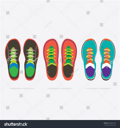 Top View Colorful Running Shoes Vector Stock Vector (Royalty Free) 298669148