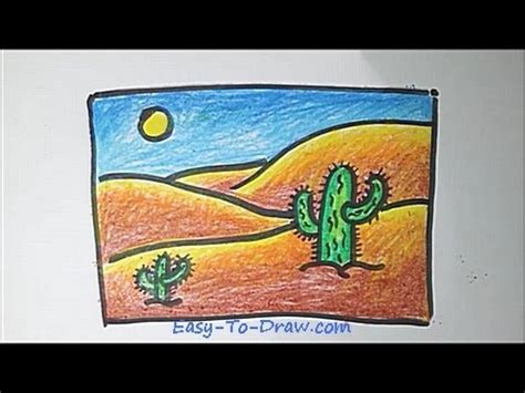 How to draw a cartoon desert step by step - Free & Easy Tutorial for ...