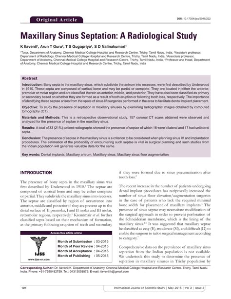 (PDF) Maxillary Sinus Septation: A Radiological Study