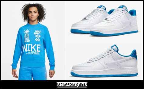 Nike Air Force 1 Low White Light Photo Blue Shirt Outfit