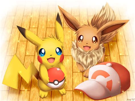 Download Pokemon Pikachu And Eevee By Sassy Wallpaper | Wallpapers.com