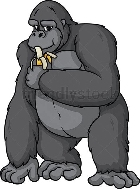 Gorilla Eating Banana Cartoon Clipart Vector - FriendlyStock