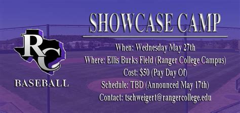 Ranger College Baseball on Twitter: "Showcase Camp! Sign up today for our May 27th showcase ...