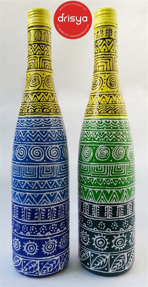 Hand-painted designer bottles from Drisya | Bottle art, Glass bottles art, Bottle painting