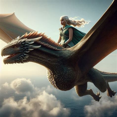 Daenerys Targaryen riding Rhaegal | Casa targaryen