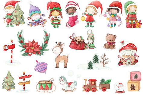 Santa Claus Helpers. Santa's Elf Clipart Christmas - Etsy