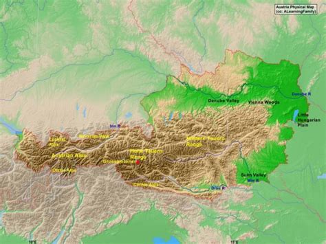 Austria Physical Map - A Learning Family